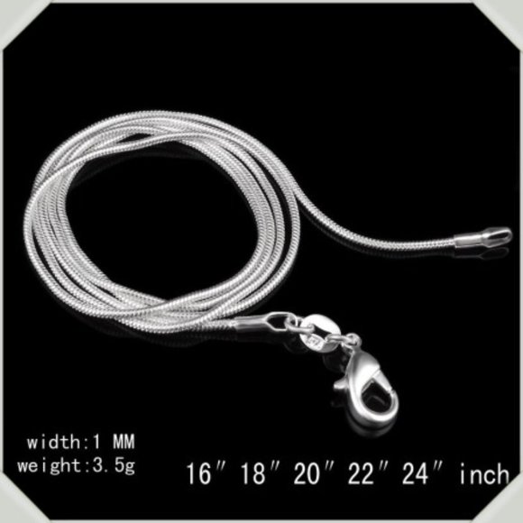 New Unisex Solid Italian Sterling Silver 1mm Rounded Snake Chain - Picture 2 of 10